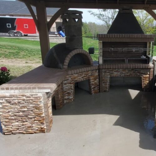 corner unit brick bbq with pizza oven