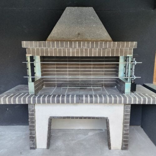 Brick rotisserie bbq kit with rotisserie